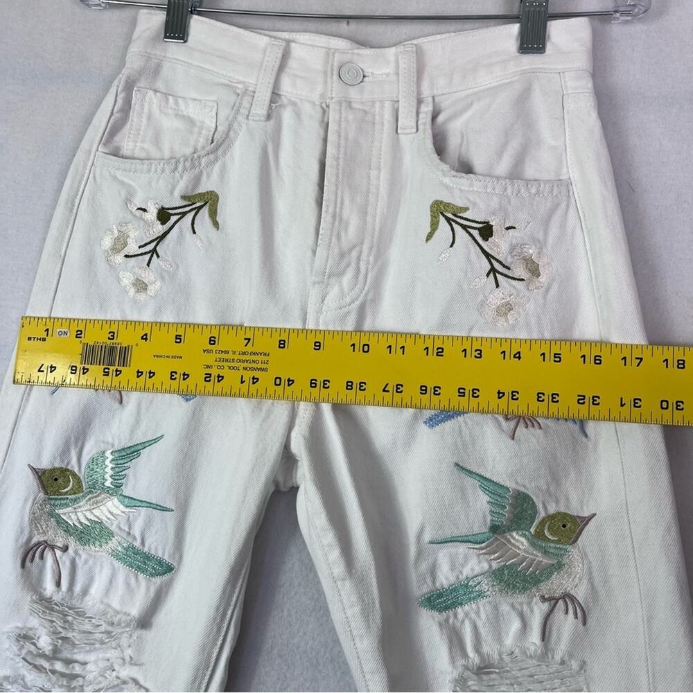 7 For All Mankind Jeans Womens 24 Easy White Straight Ankle floral Embroidery - Picture 5 of 16